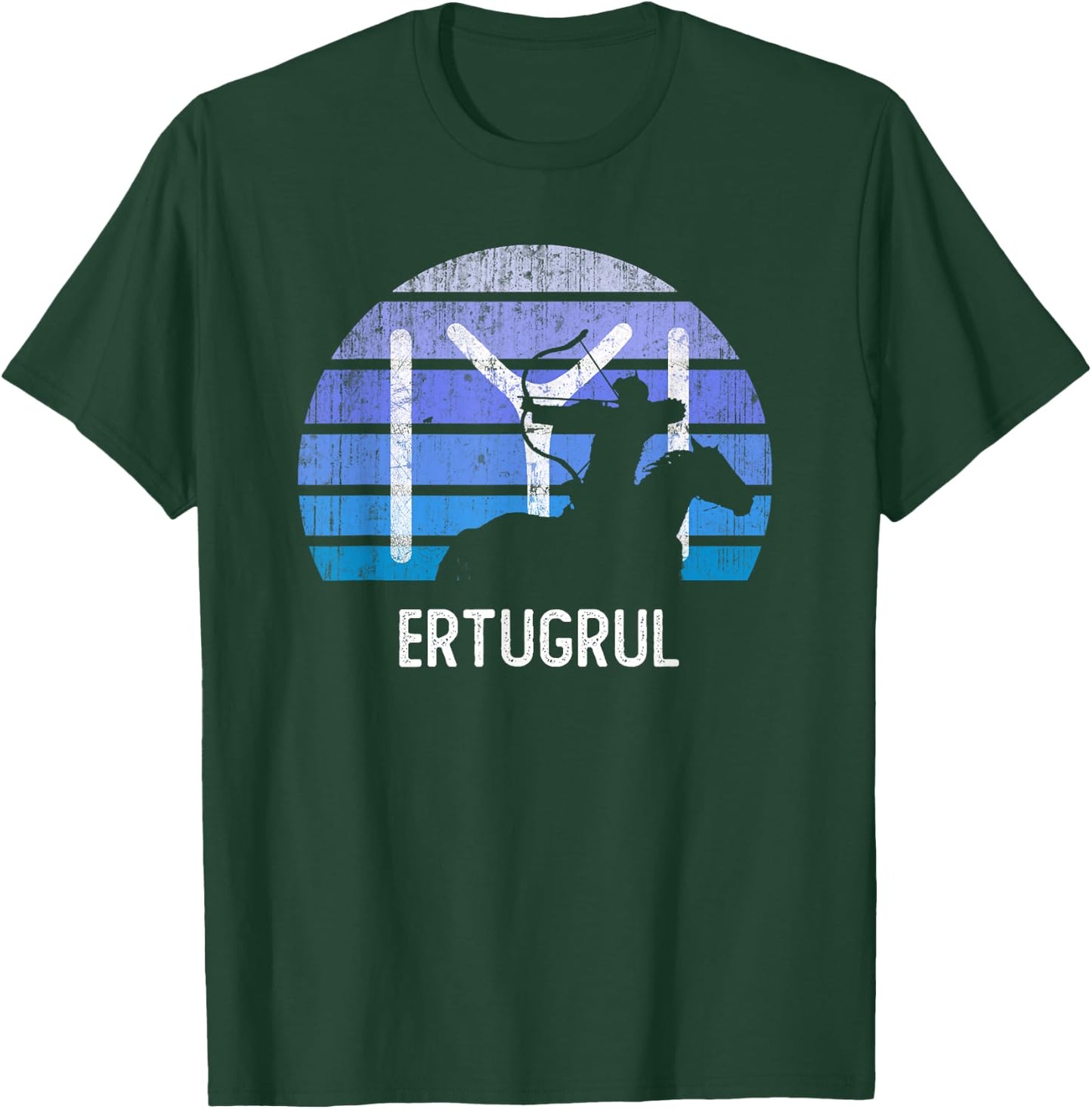 Vintage Ertugrul Horse Archer Kayi Flag Symbol Horseman T-Shirt - T-Shirt | Forest