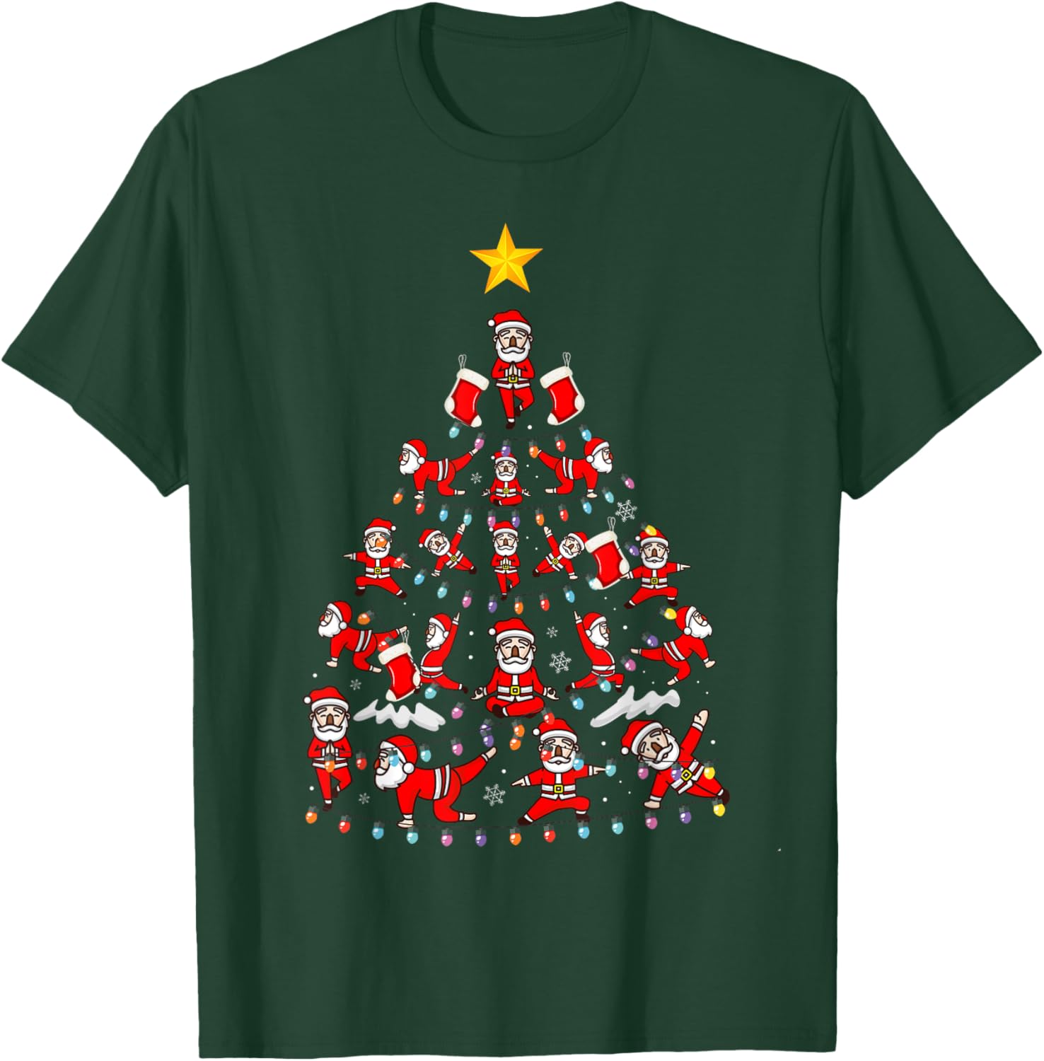 Tree Santa Claus Yoga Pose Yoga Santa Christmas Yoga Snow T-Shirt - T-Shirt | Forest