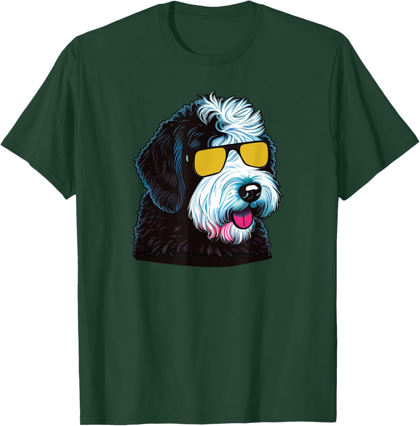 Dad Mom Cool Dog Sunglasses - Sheepadoodle Men Women T-Shirt - T-Shirt | Forest