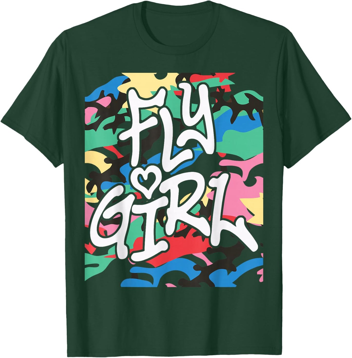 Fly Girl 80s 90s Old School Camo B-Girl Hip Hop T-Shirt - T-Shirt | Forest