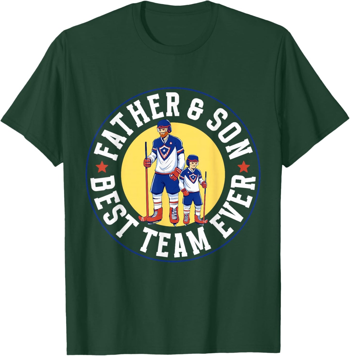 Father & Son Best Team Ever Ice Hockey Matching Father Son T-Shirt - T-Shirt | Forest