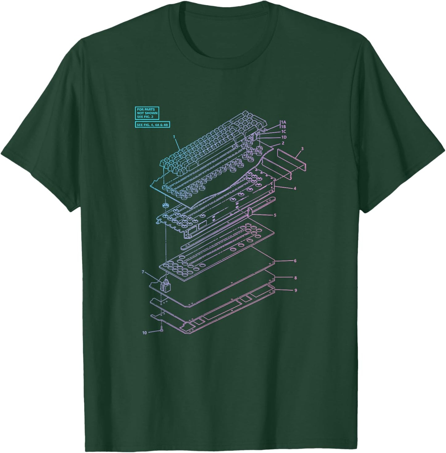 All Things Geek by MCMA Mechanical Keyboard Patent Drawing Graphic Design Art - -Adults, Black, Small T-Shirt - T-Shirt | Forest