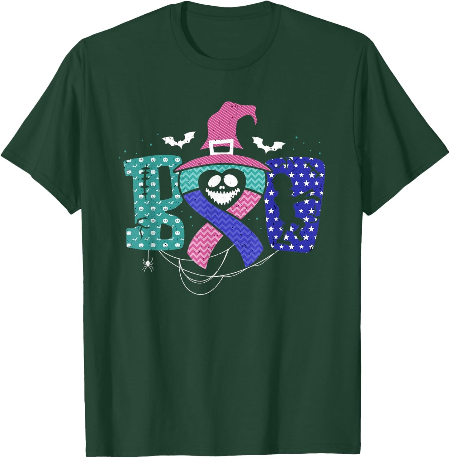 Thyroid Cancer Halloween Thyroid Ribbon Fighter Survivor T-Shirt - T-Shirt | Forest