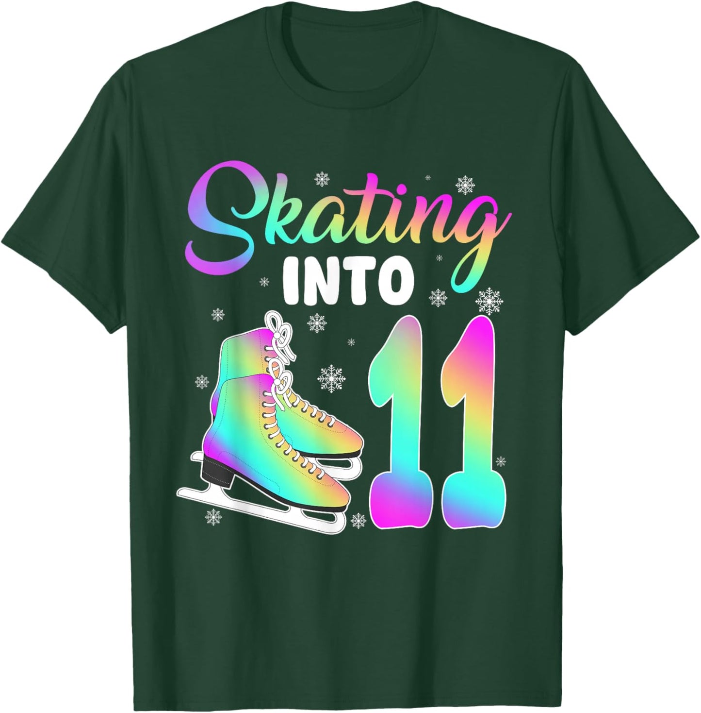 Skating Into 11th Birthday Ice Skating Girl 11 Year Old T-Shirt - T-Shirt | Forest