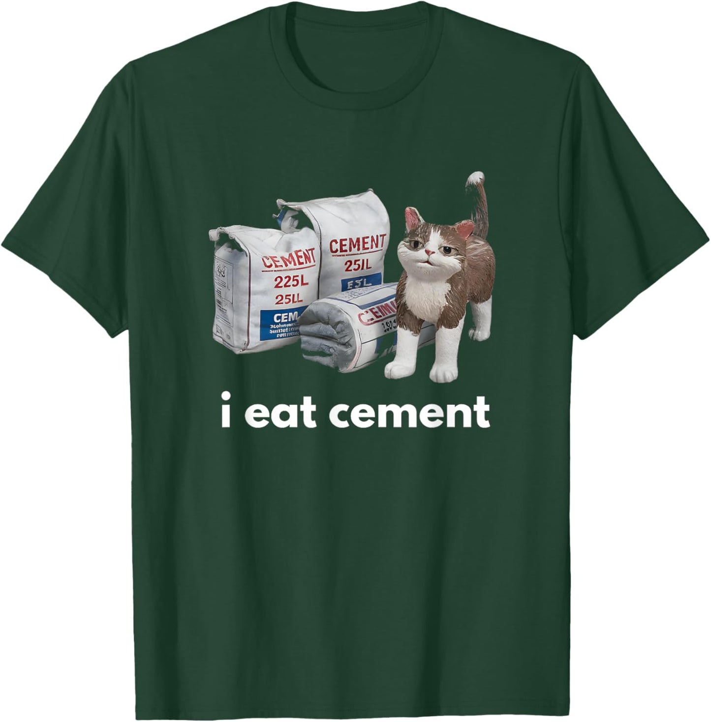 I Eat Cement Cat Funny Cringe Meme Brain Rot Humor T-Shirt - T-Shirt | Forest