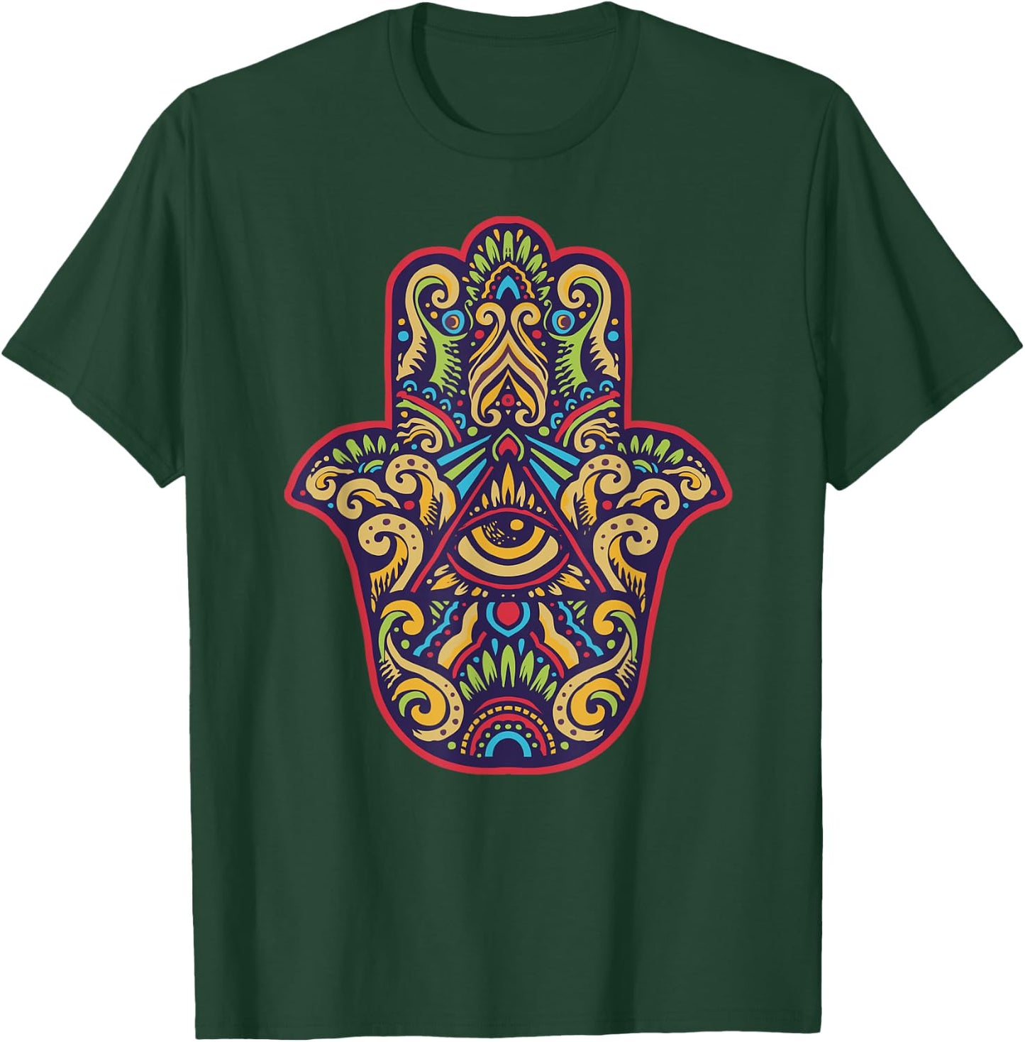 Spiritual Mystic Eye Third Eye All Seeing Eye Hamsa Hand T-Shirt - T-Shirt | Forest