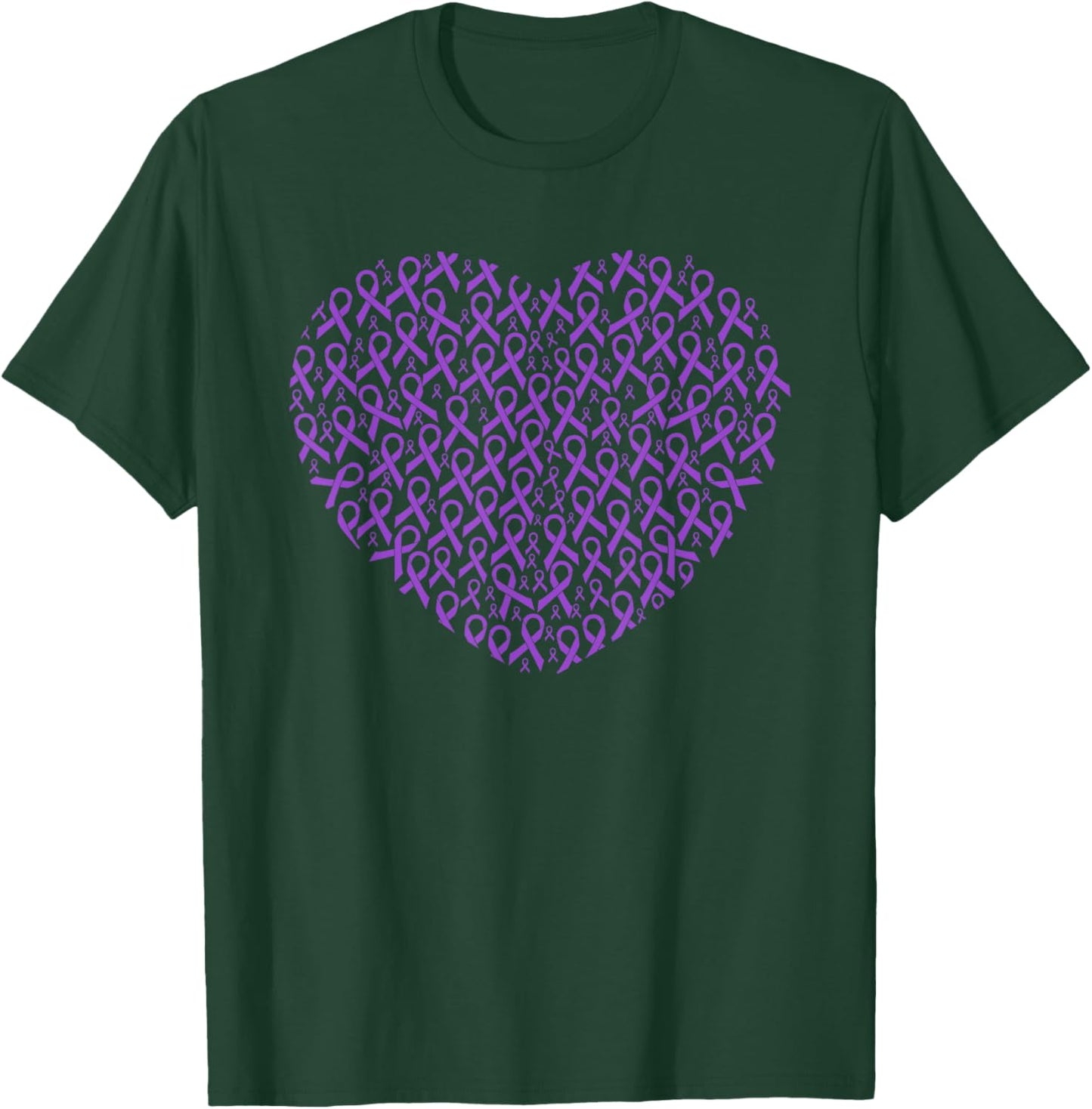 Pancreatic Cancer Awareness Purple Ribbon Heart Gift Support T-Shirt - T-Shirt | Forest