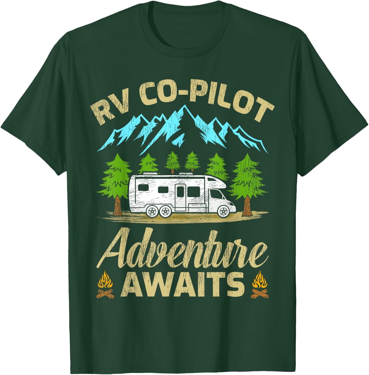 Funny RV Co-Pilot Adventure Awaits RV Camping T-Shirt - T-Shirt | Forest
