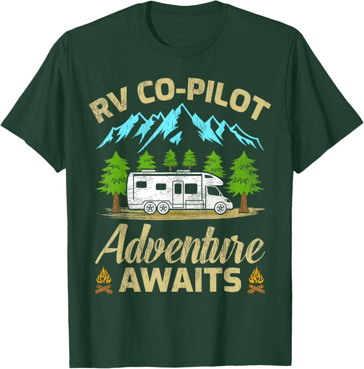 Funny RV Co-Pilot Adventure Awaits RV Camping T-Shirt - T-Shirt | Forest