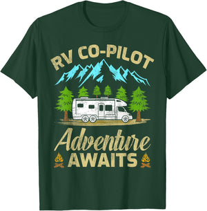Funny RV Co-Pilot Adventure Awaits RV Camping T-Shirt - T-Shirt | Forest
