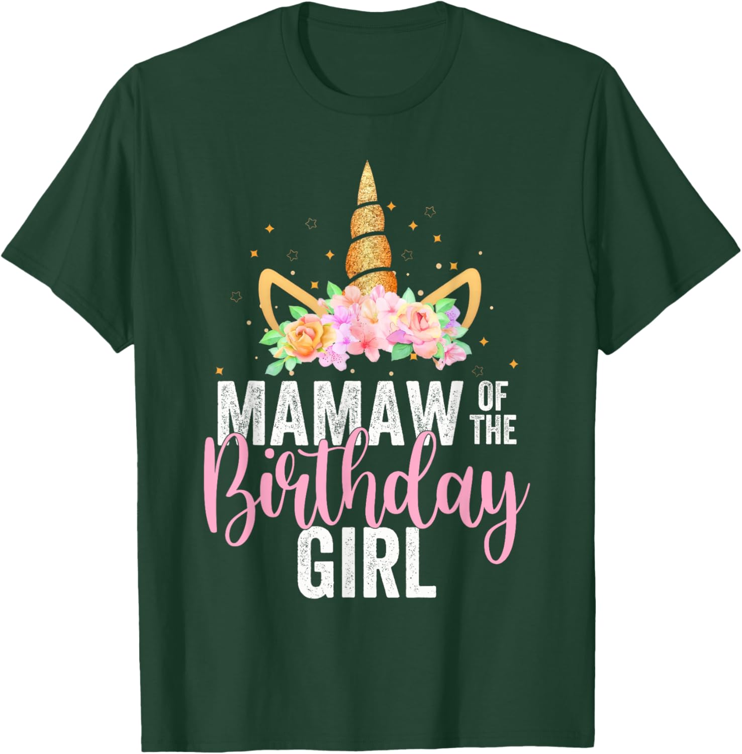Mamaw Of The Birthday Girl Unicorn Girls Family Matching T-Shirt - T-Shirt | Forest