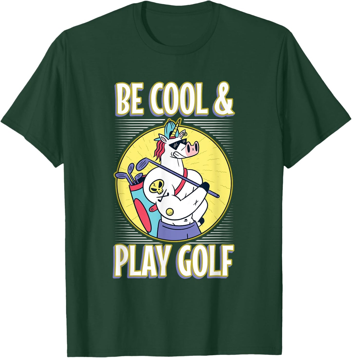 Unicorn Cool Play Golf Sports Golf Club Shades Sports Golfer T-Shirt - T-Shirt | Forest