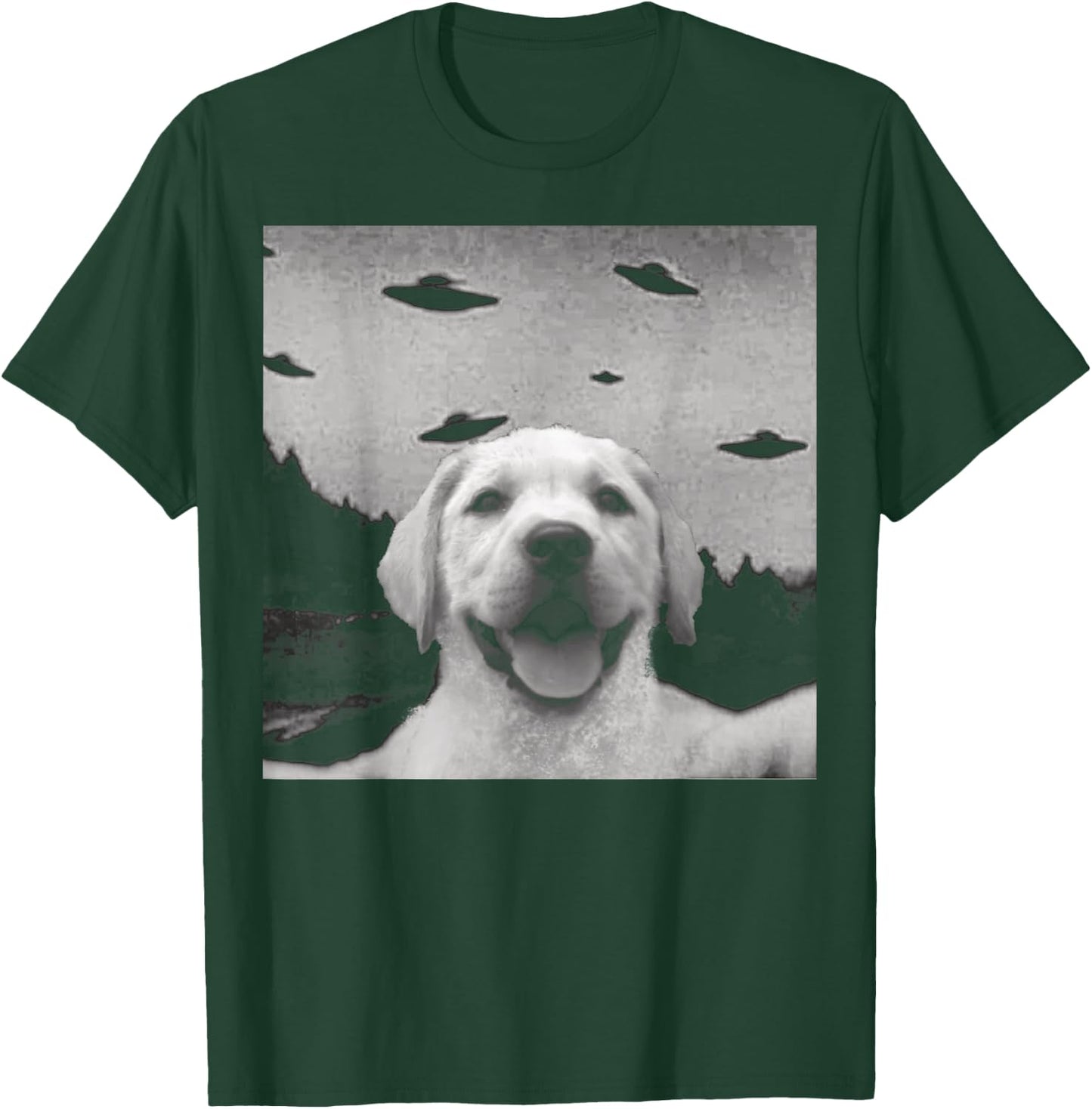 Alien UFO Selfie Labrador T-Shirt - T-Shirt | Forest