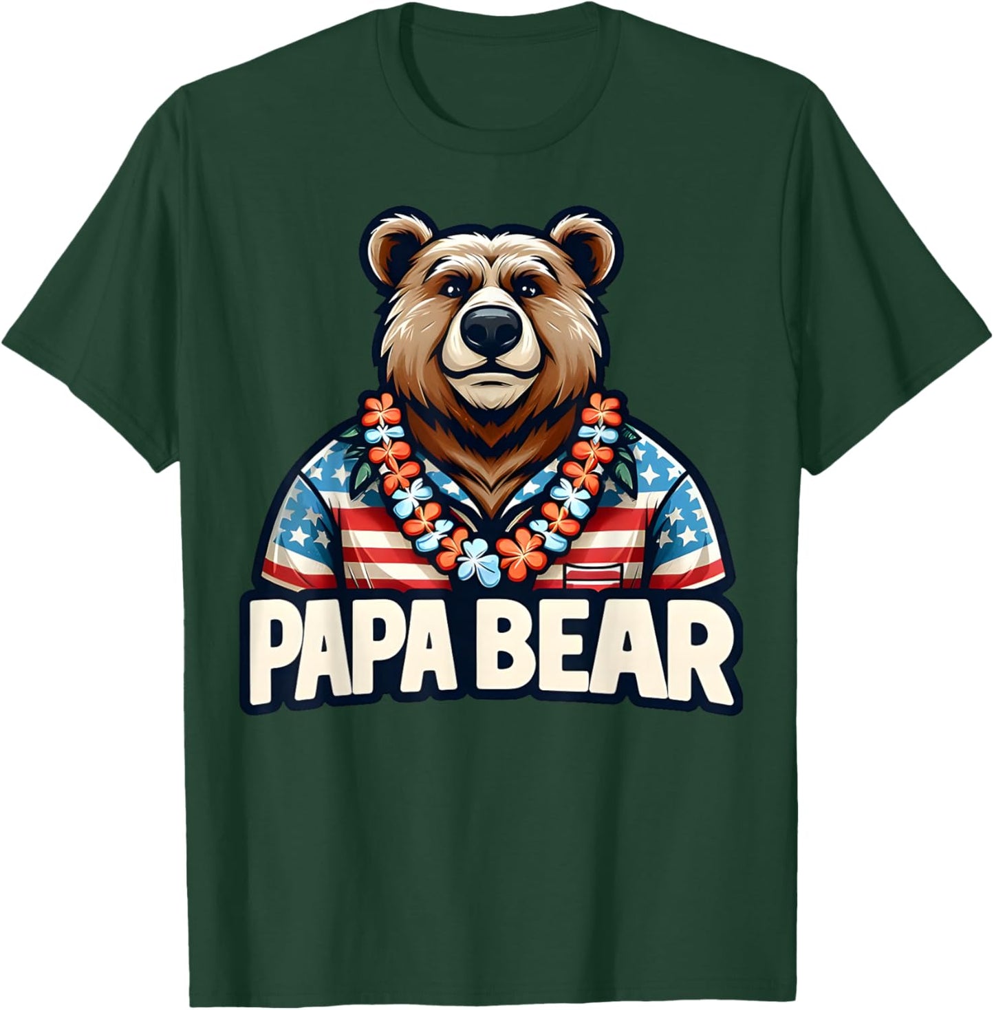 Papa Bear Shirt Fathers Day Gift Patriotic Proud Best Dad T-Shirt - T-Shirt | Forest