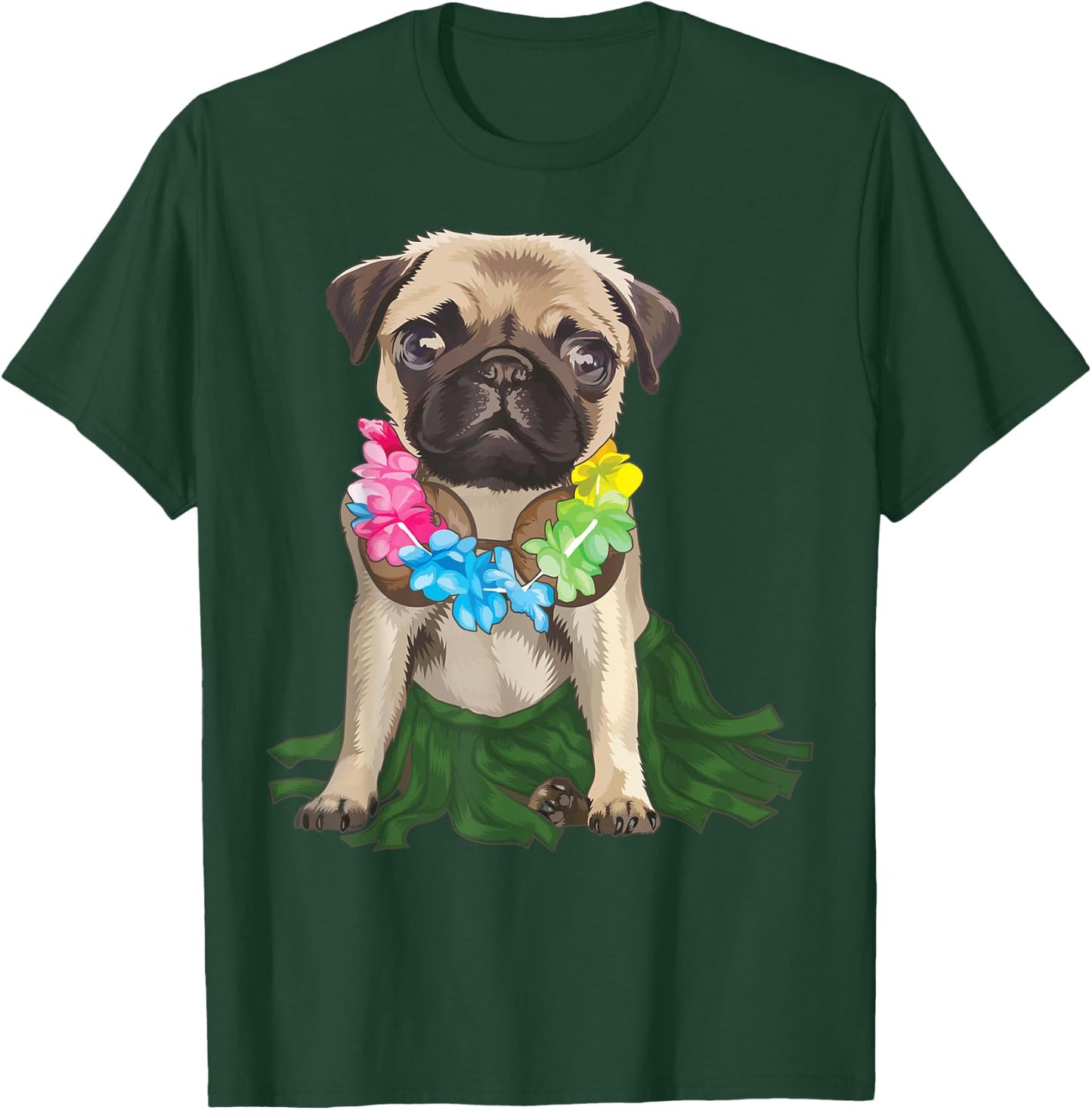 Pug Hawaiian Hula Dance Shirt | Cool Aloha Animal Funny Gift T-Shirt - T-Shirt | Forest