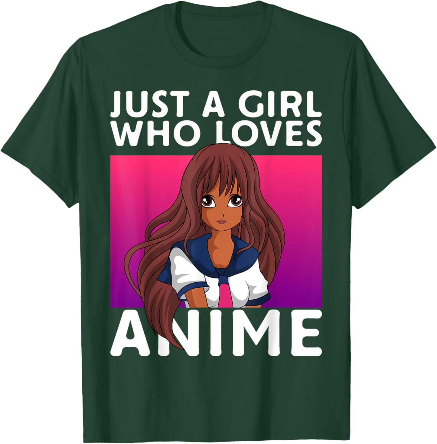 Just A Girl Who Loves Anime Lover Black Anime Girl T-Shirt - T-Shirt | Forest