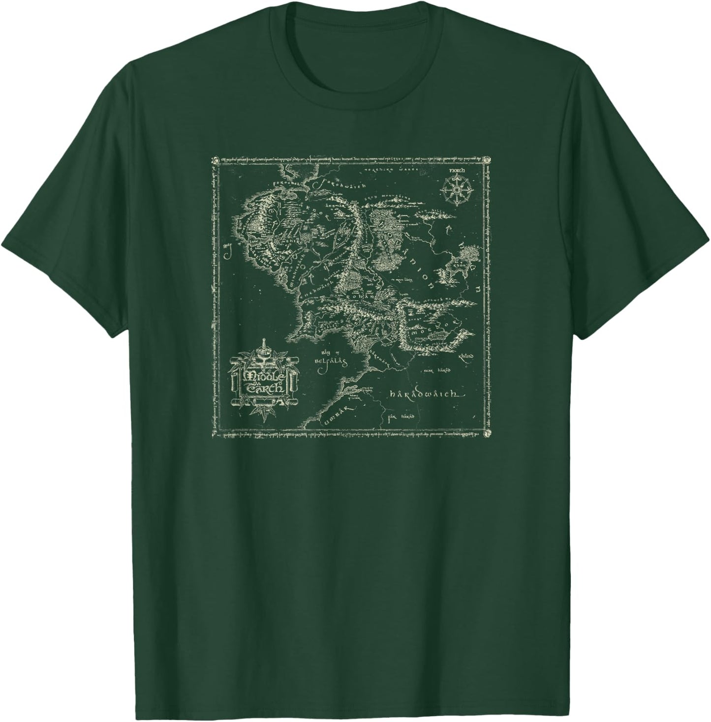 Lord of The Rings Map of Middle Earth T-Shirt - T-Shirt | Forest