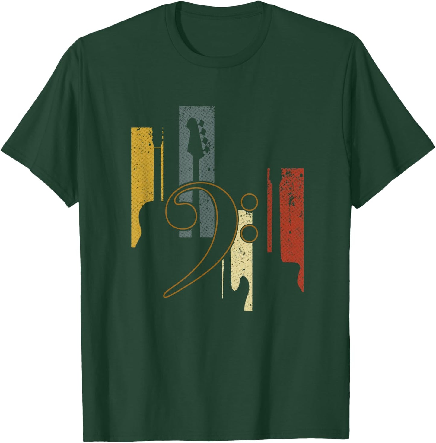 Bass Clef Vintage Bass Guitar Players Music Vintage Guitar T-Shirt - T-Shirt | Forest