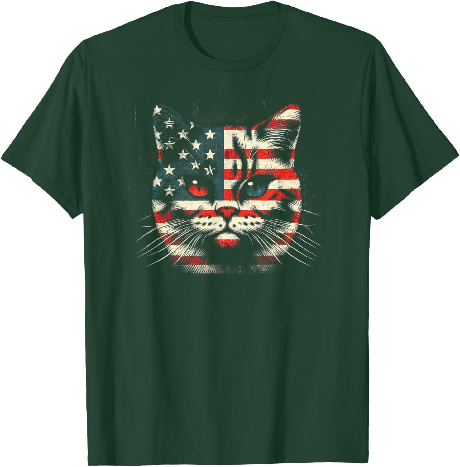 4th Of July American Flag Patriotic cat Kids Men T-Shirt - T-Shirt | Forest