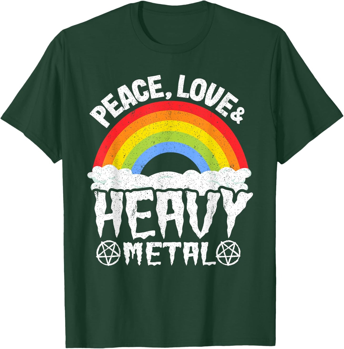 Kids Band Metal Rainbow Unicorn Peace Love & Heavy Metal T-Shirt - T-Shirt | Forest