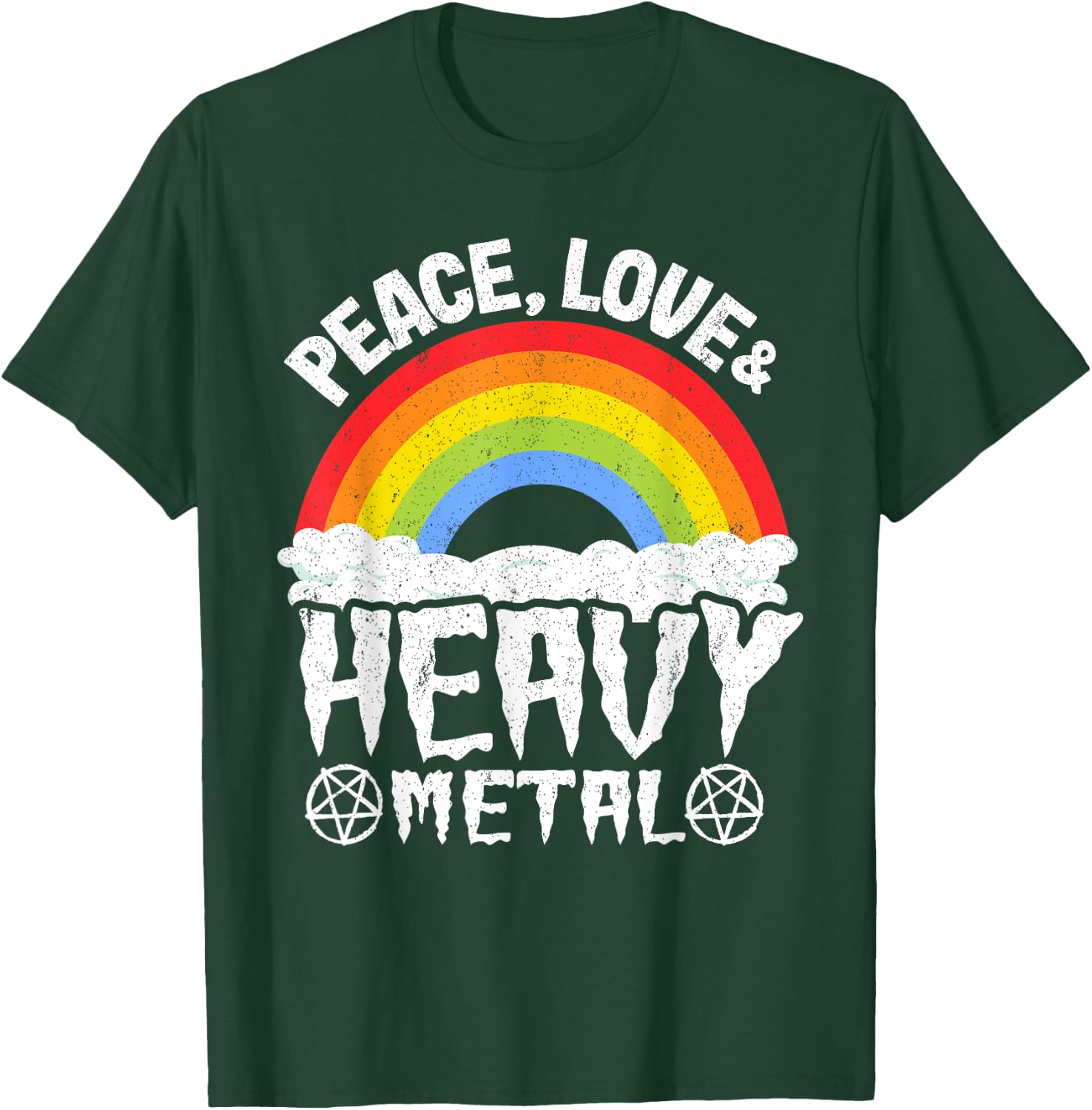 Kids Band Metal Rainbow Unicorn Peace Love & Heavy Metal T-Shirt - T-Shirt | Forest
