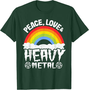 Kids Band Metal Rainbow Unicorn Peace Love & Heavy Metal T-Shirt - T-Shirt | Forest