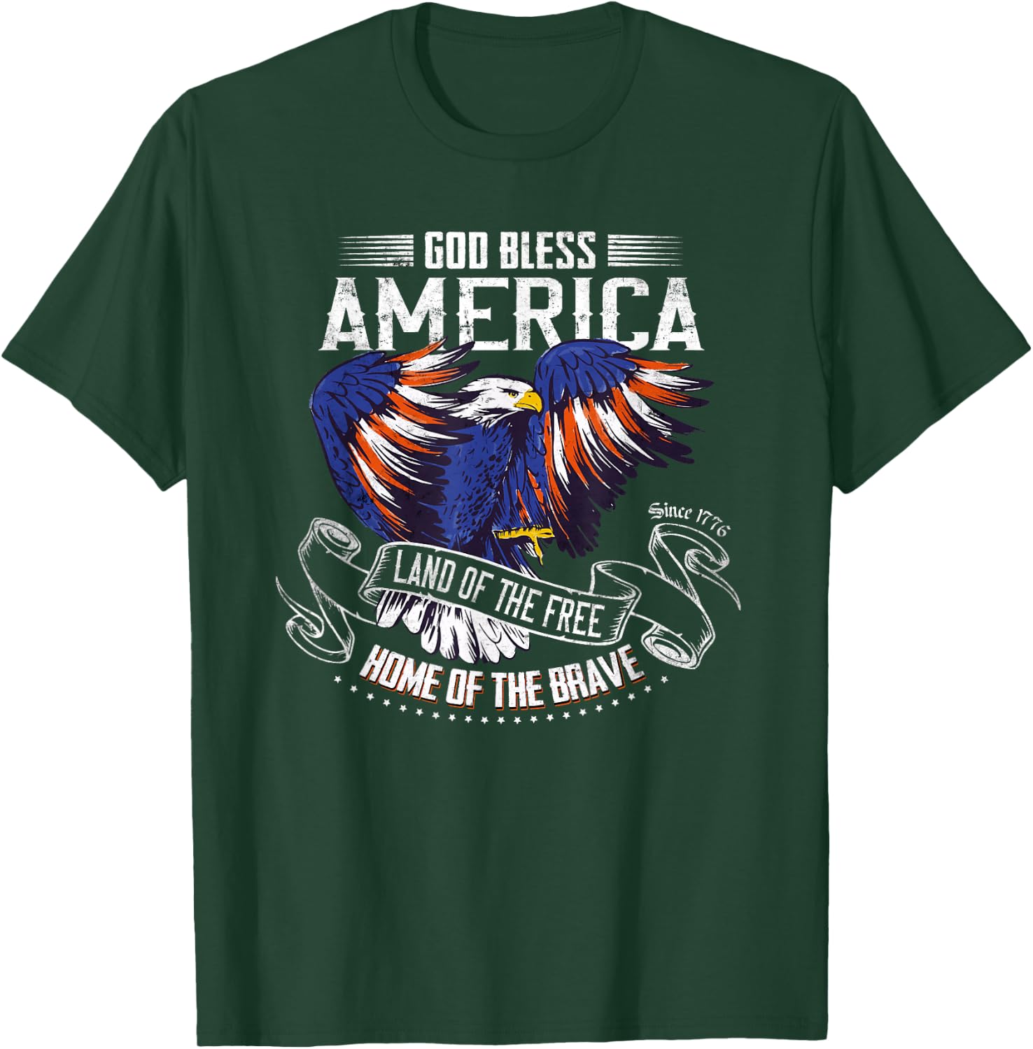 God Bless America | Land of The Free Because of The Brave T-Shirt - T-Shirt | Forest