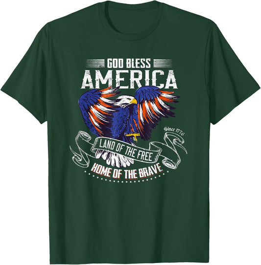 God Bless America | Land of The Free Because of The Brave T-Shirt - T-Shirt | Forest