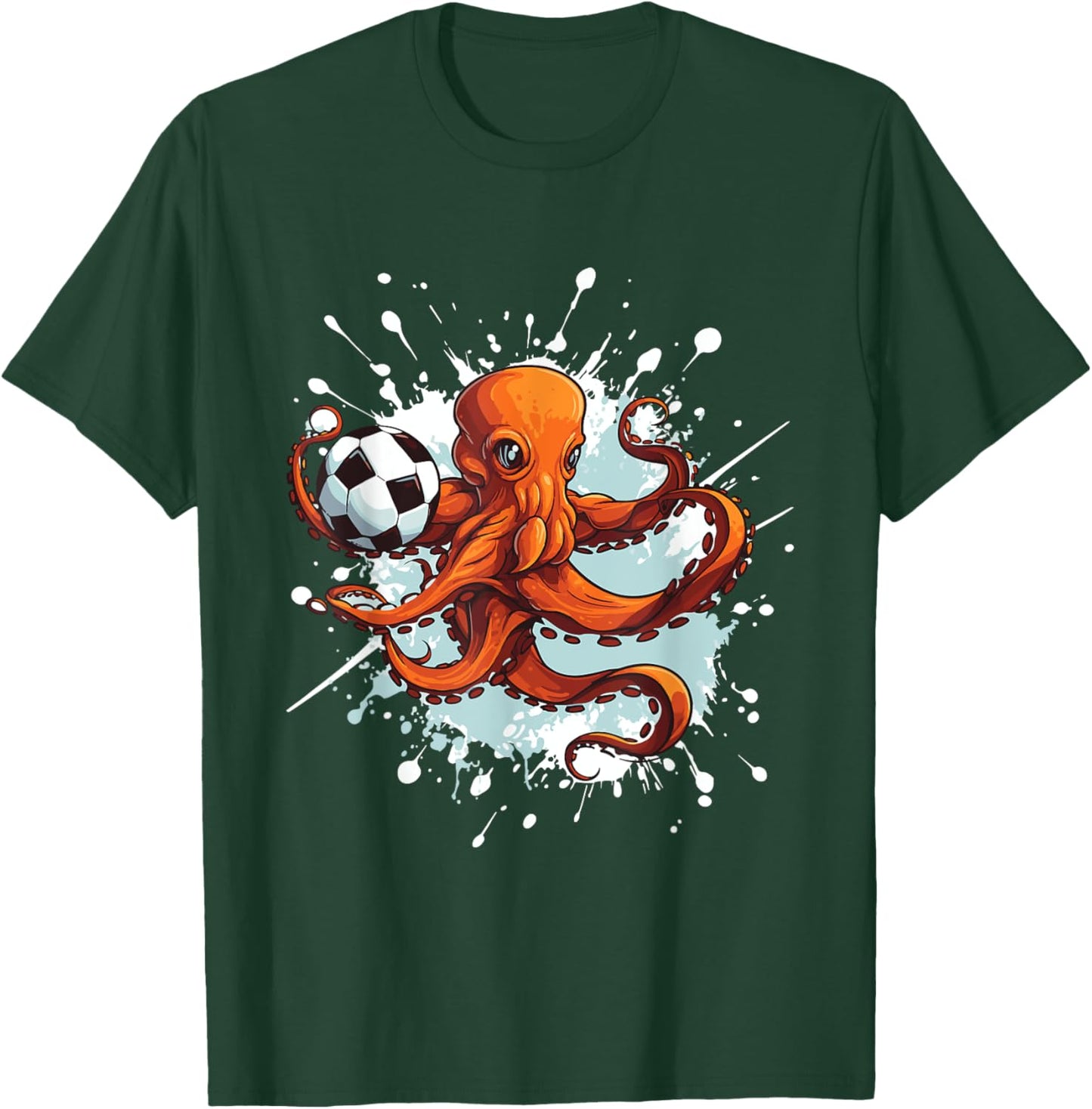 Octopus Playing Soccer Animal Sports Team T-Shirt - T-Shirt | Forest