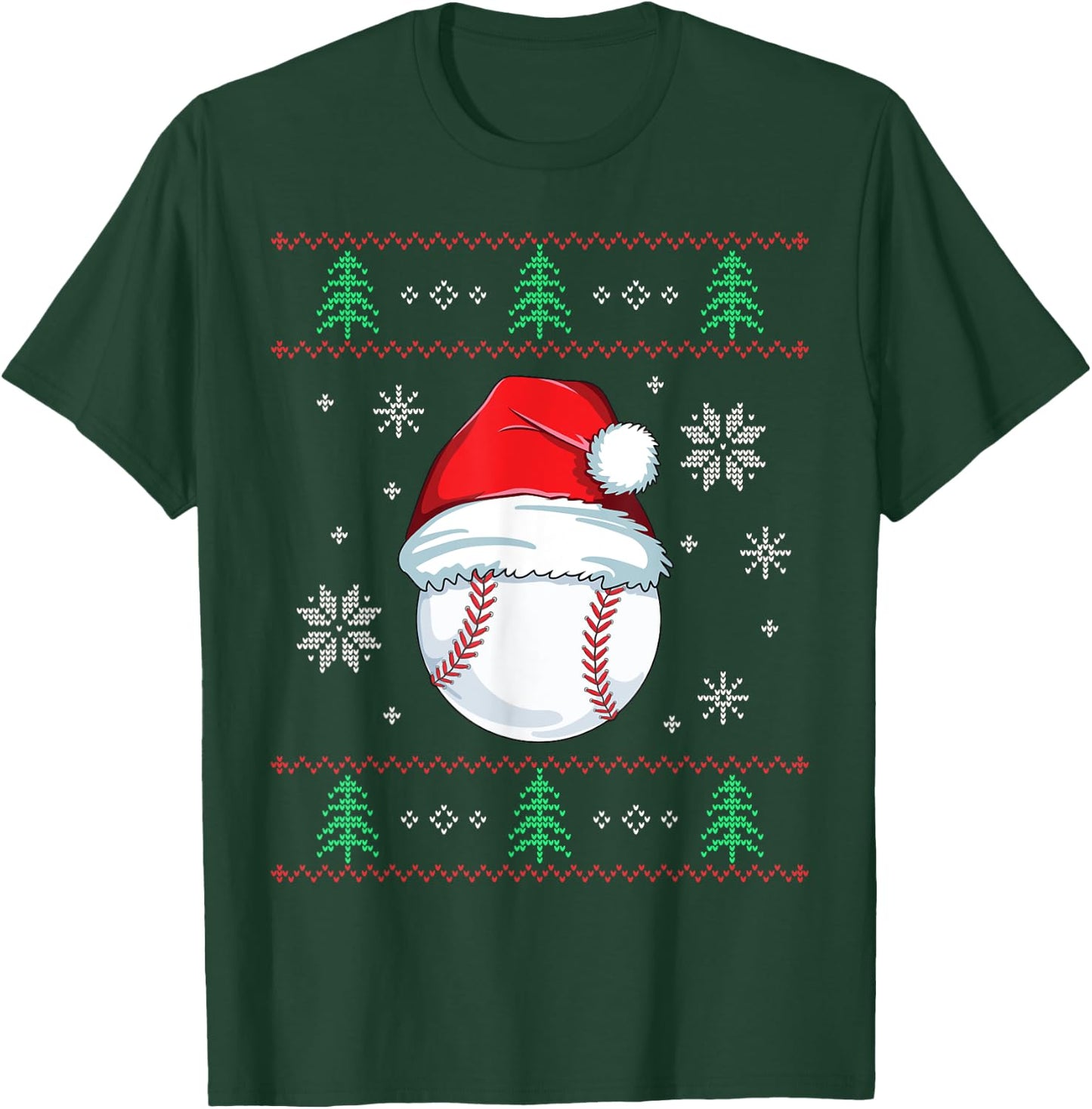 Ugly Christmas Baseball Boys Kids Ball Santa Pajama T-Shirt - T-Shirt | Forest