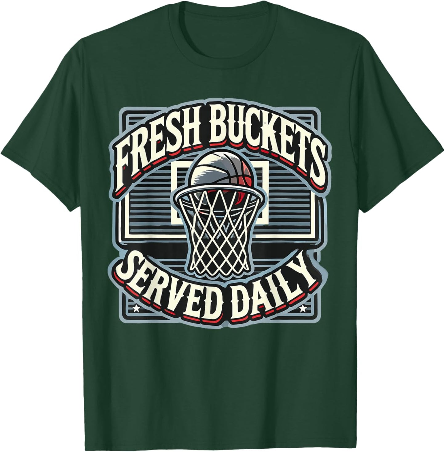 Basketball Player Fresh Buckets Served Daily bball T-Shirt - T-Shirt | Forest