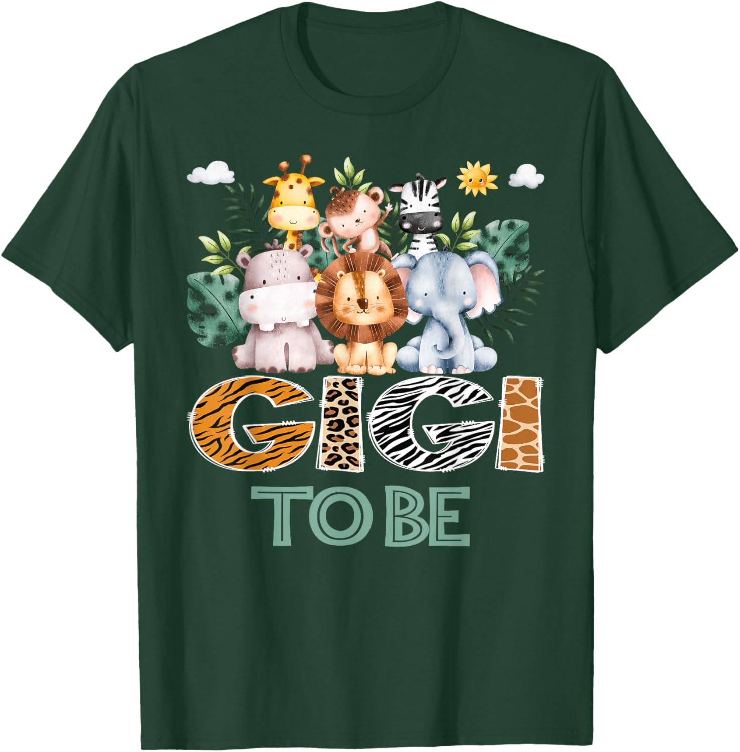 Soon To Be Gigi Jungle Animal Safari Gender Reveal T-Shirt - T-Shirt | Forest