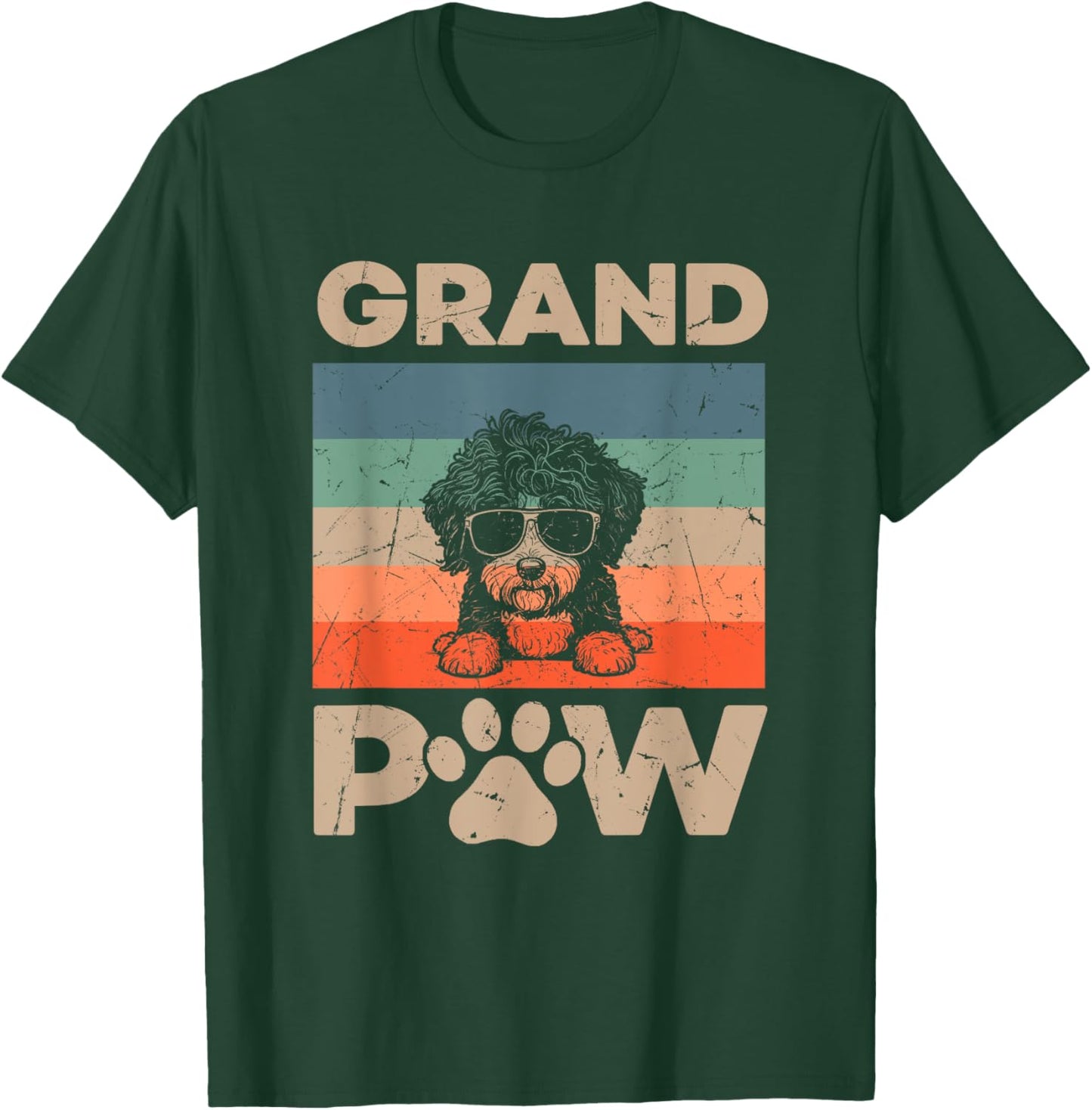 Retro Grand Paw Aussiedoodle Dog Grandpaw Grandpa Christmas Men Women Kids T-Shirt - T-Shirt | Forest