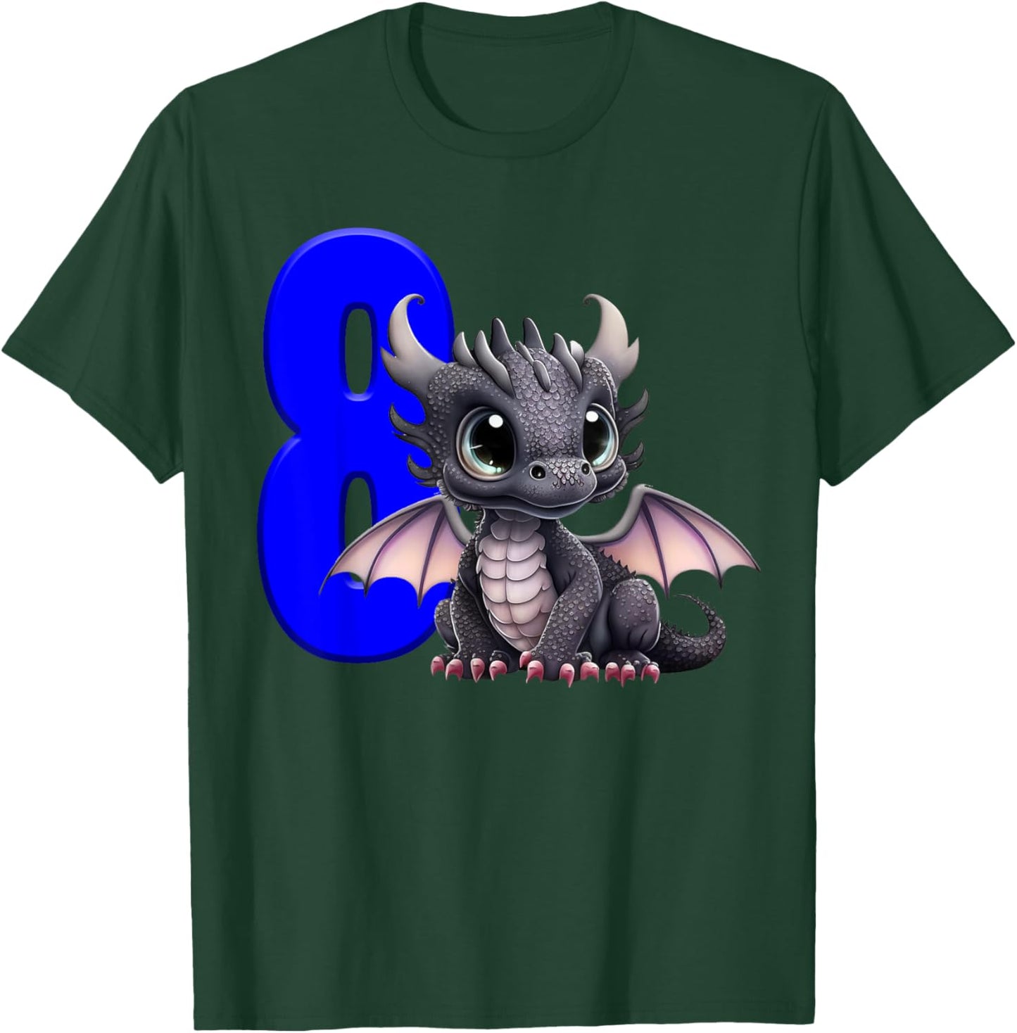 8th Birthday Shirt Dragon Party Birthday Boy Blue Eight 8 T-Shirt - T-Shirt | Forest