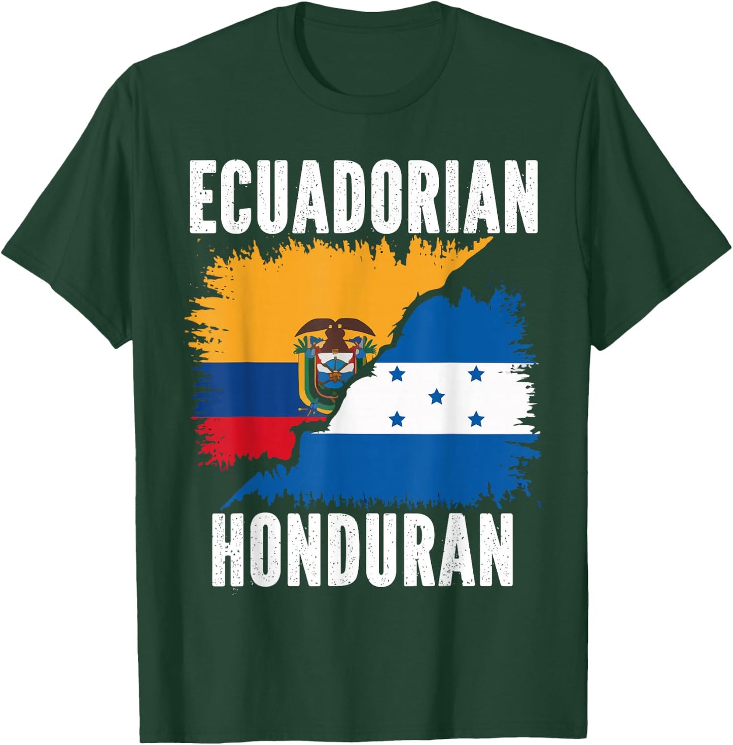 Half Honduran Half Ecuadorian Ecuador Flag Honduras T-Shirt - T-Shirt | Forest