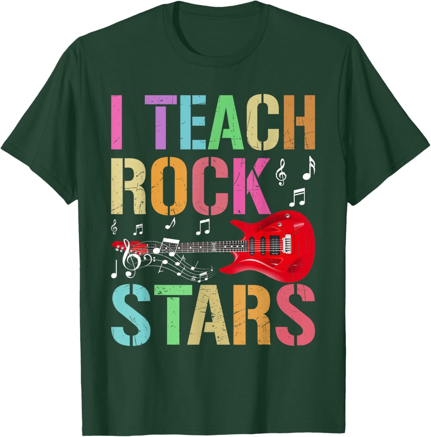 I Teach Rockstars Band Vibes Teacher Rocks My Music Teaching T-Shirt - T-Shirt | Forest