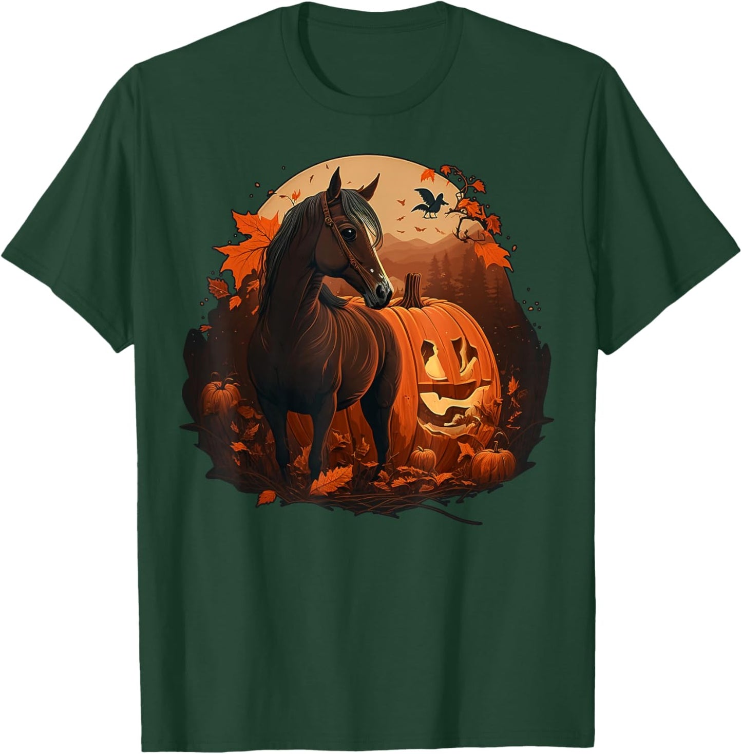 Pumpkin Horse costume on Horse Halloween T-Shirt - T-Shirt | Forest