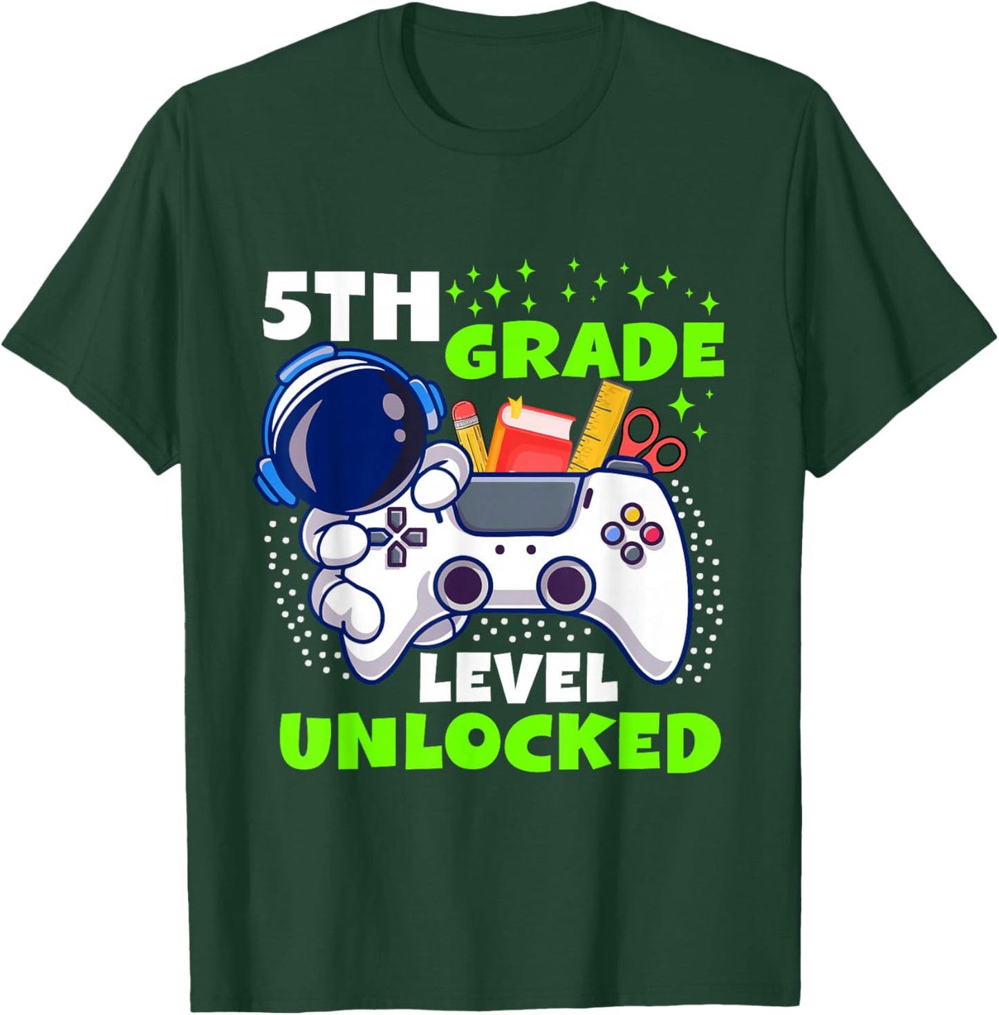Back To School 5th Grade Level Unlocked Gamer Boys Kids T-Shirt - T-Shirt | Forest
