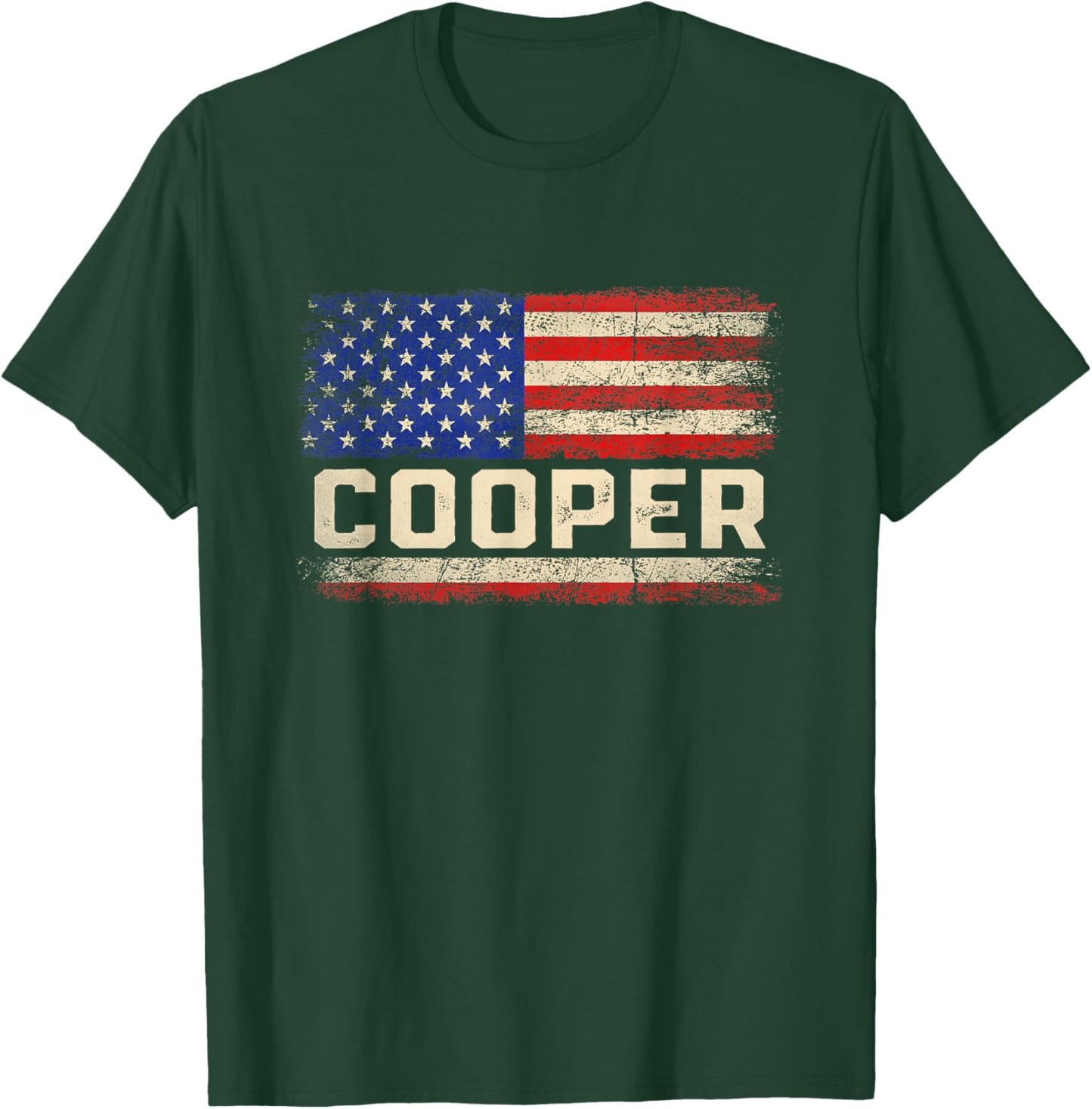 Cooper Last Name Shirt Cooper Name American Flag T-Shirt - T-Shirt | Forest