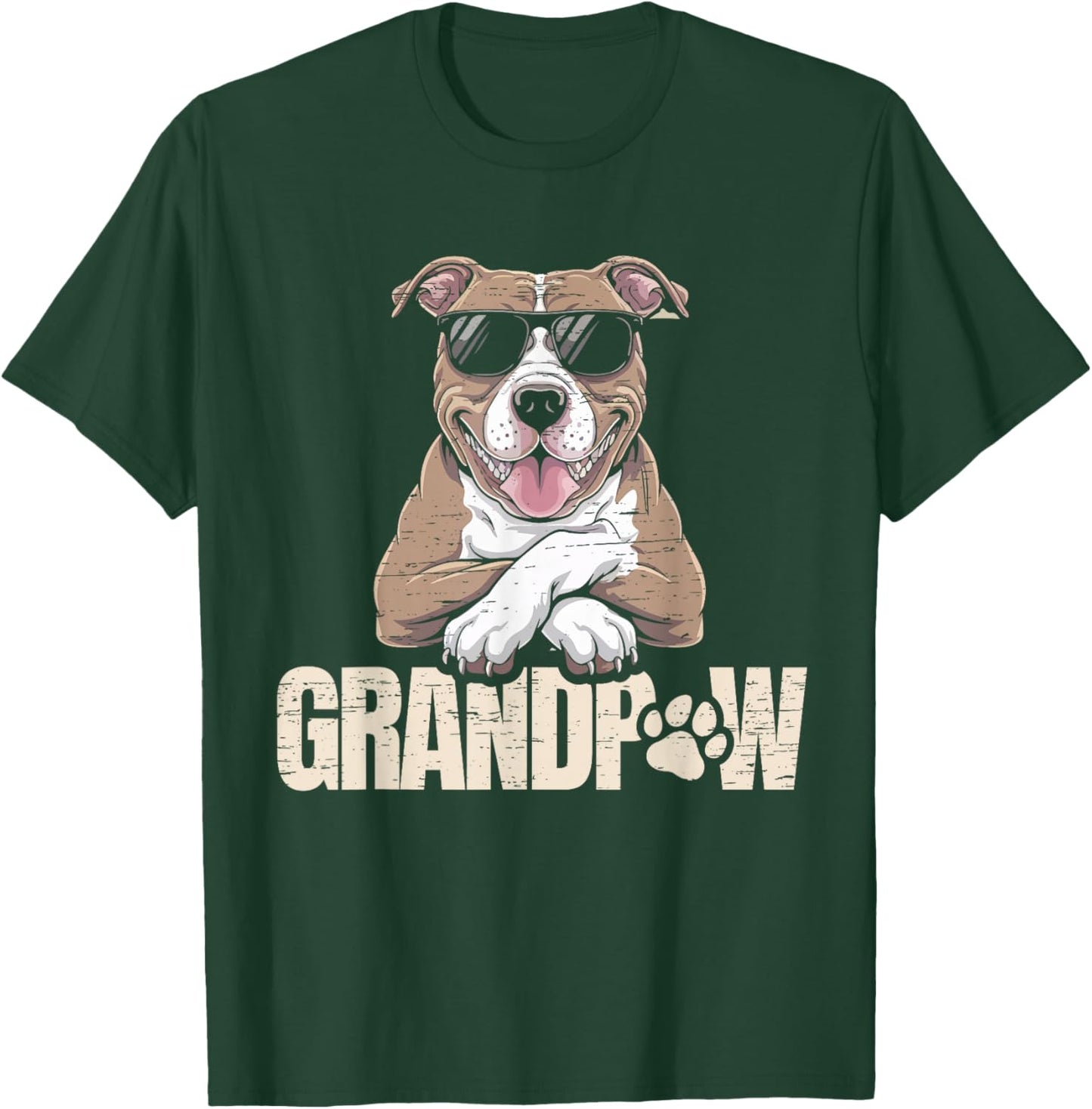 Grandpaw Funny Pitbull Dog Grandpa Style T-Shirt - T-Shirt | Forest