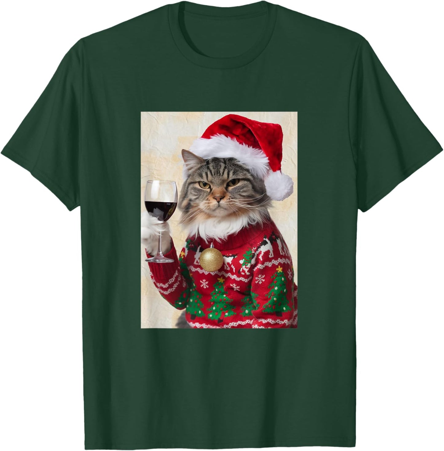 Cat Drinking Wine Cute Cat Holding Red Wine Lovers T-Shirt - T-Shirt | Forest