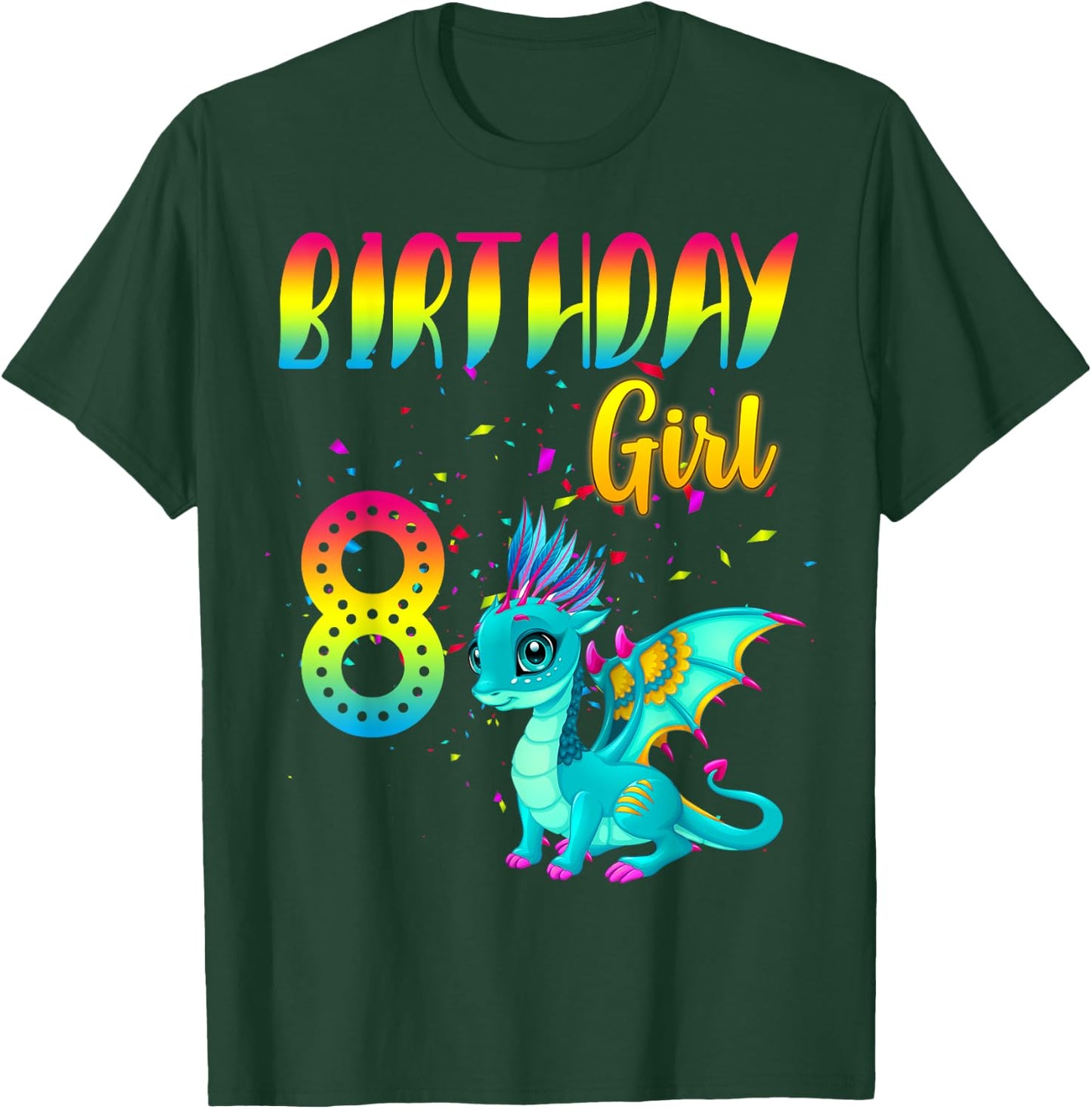 Birthday Girl Dragon 8 Theme Party Outfit T-Shirt - T-Shirt | Forest