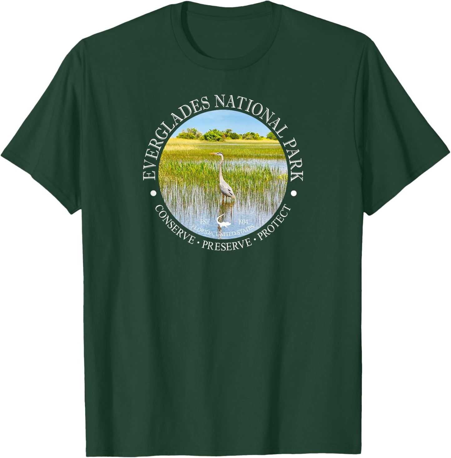Heron Everglades National Park Conservation Gift T-Shirt - T-Shirt | Forest