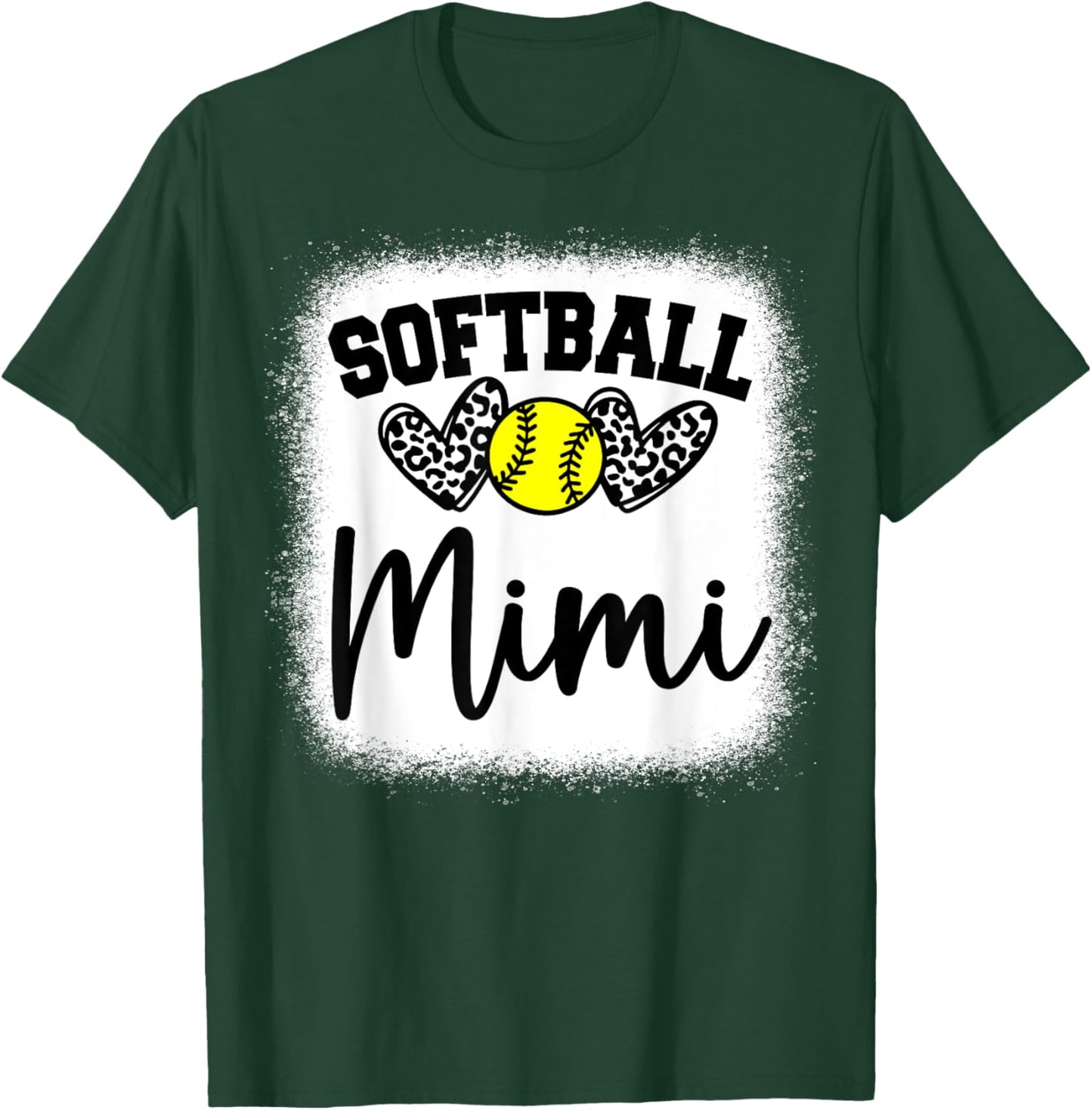 Personalized Softball Heart Cute Mimi Women Softball T-Shirt - T-Shirt | Forest