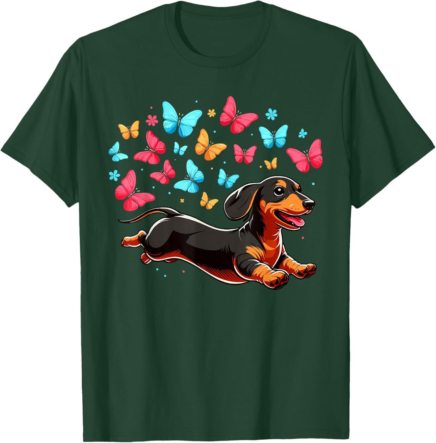 Dachshund With Butterflies T-Shirt - T-Shirt | Forest
