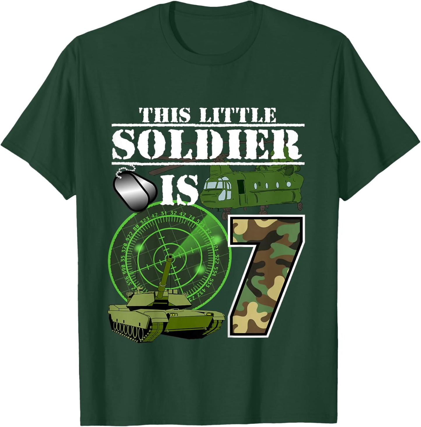 7 Year Old Soldier Birthday T Shirt Military Camo 7th Gift T-Shirt - T-Shirt | Forest