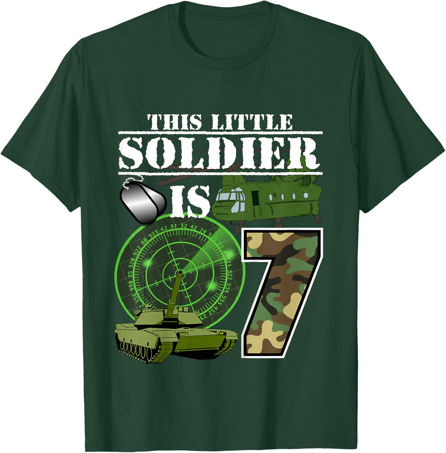 7 Year Old Soldier Birthday T Shirt Military Camo 7th Gift T-Shirt - T-Shirt | Forest