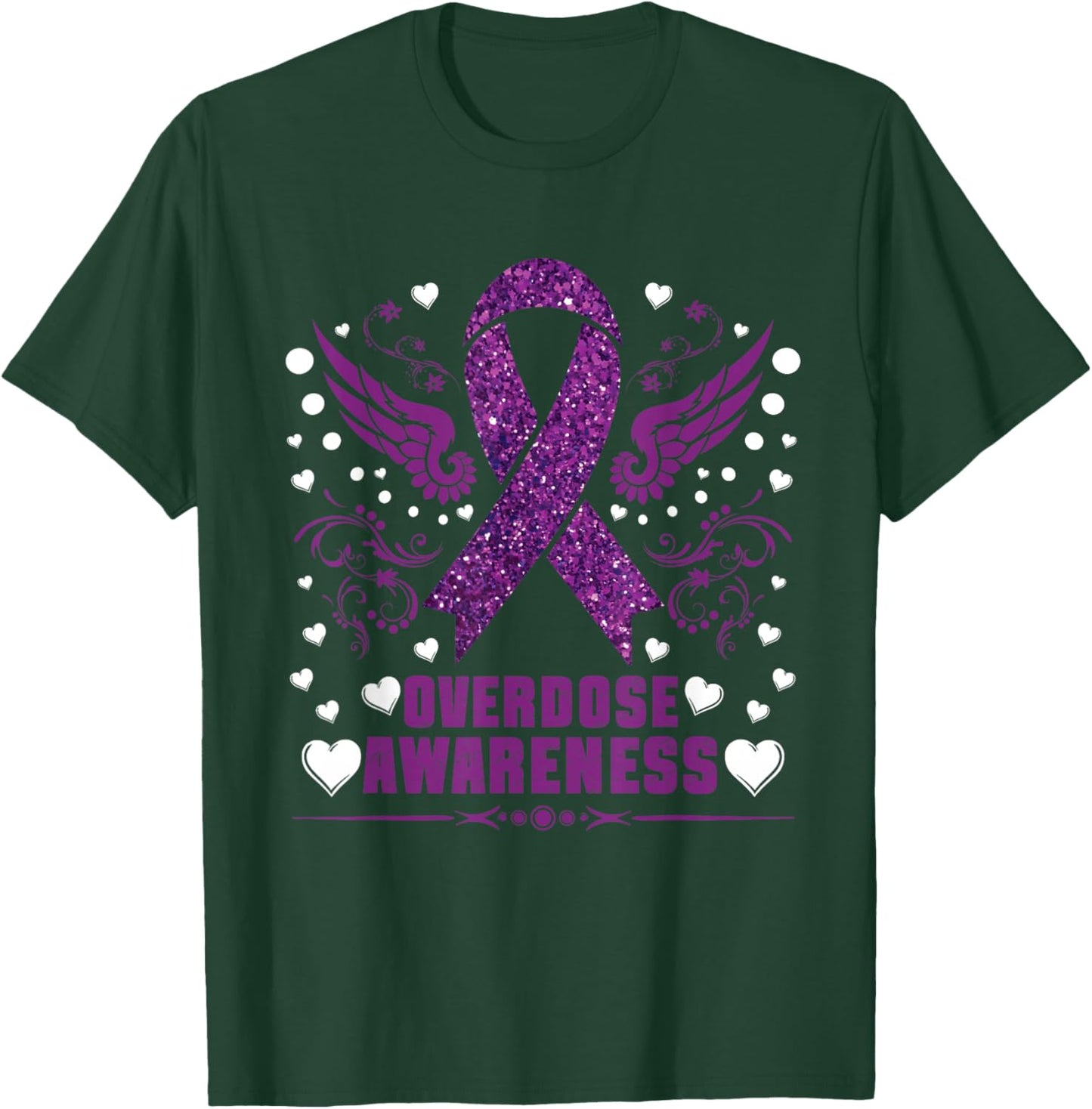 Overdose Awareness Purple Ribbon Drug Addiction T-Shirt - T-Shirt | Forest