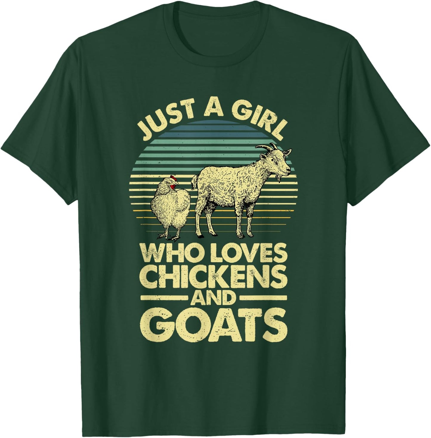 Cool Chicken Goat Girls Chicken Farmer Goat Lovers T-Shirt - T-Shirt | Forest