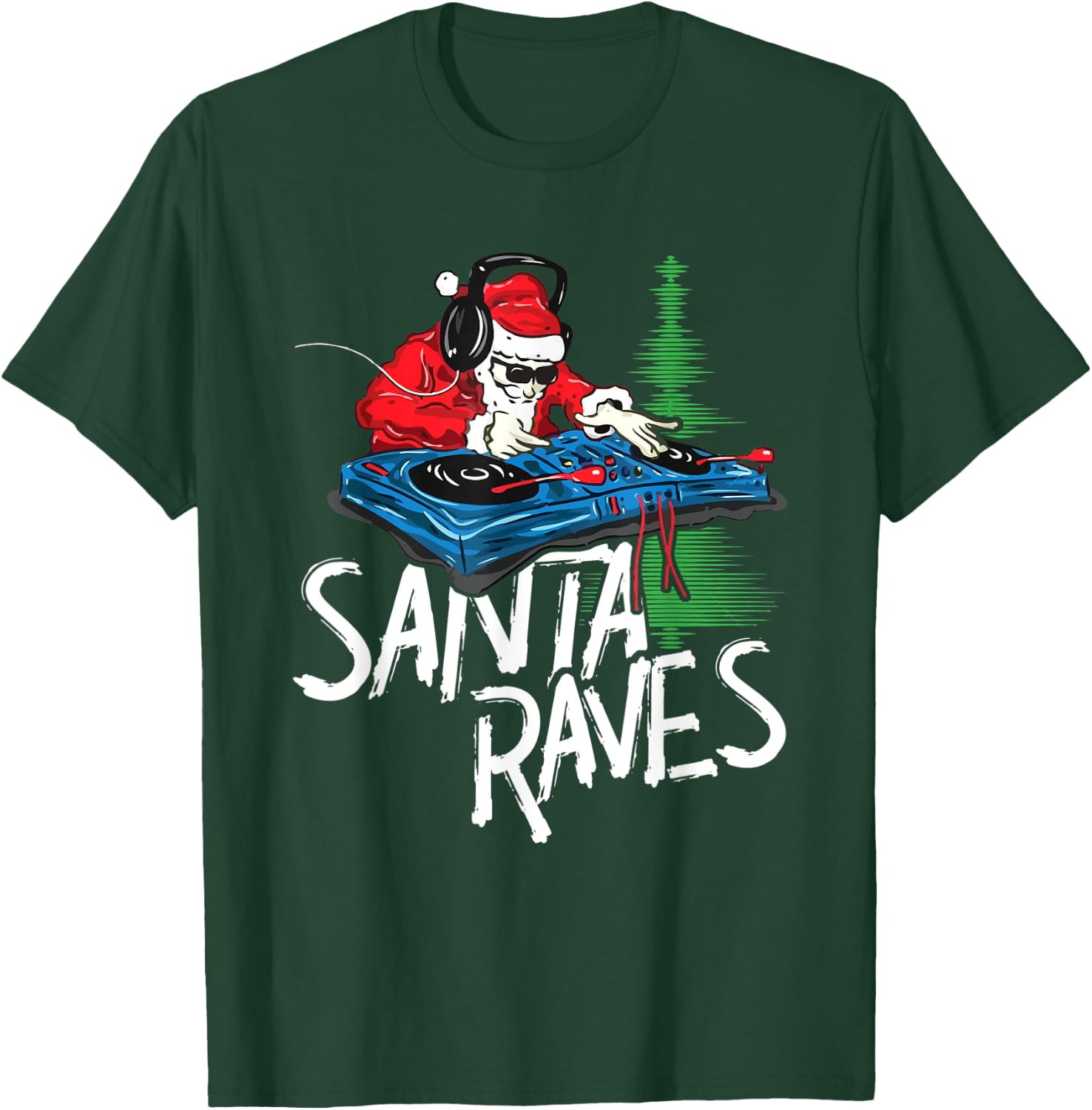 Santa Raves EDM Rave Outfit DJ Christmas Xmas Gift T-Shirt - T-Shirt | Forest